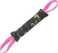 Beige jute dog tug toy with two handles measuring 30cm long for interactive training play