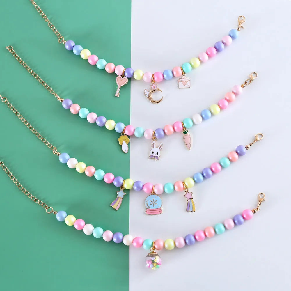 Macaron-colour resin pet collar and headdress set with matching bracelet and necklace accessories