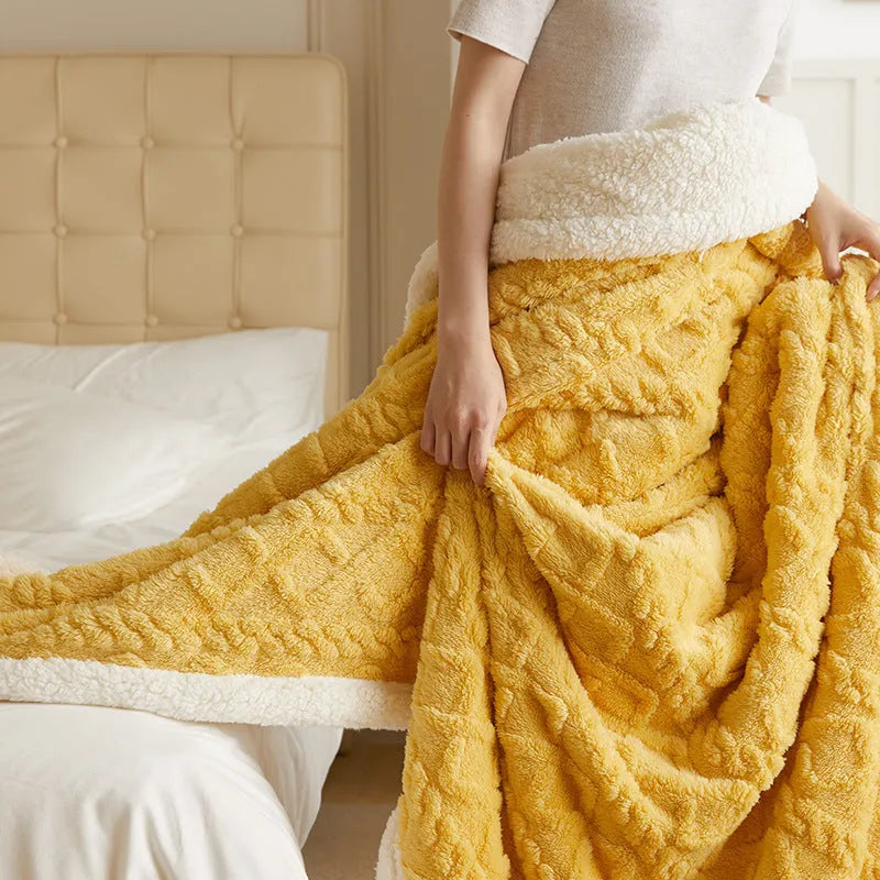 Polyester winter blanket in tea green colour showing thermal flannel texture and rectangular shape