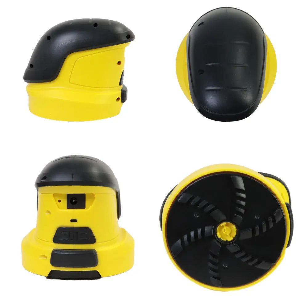 Yellow cordless electric snow scraper for car windows with USB charging cable