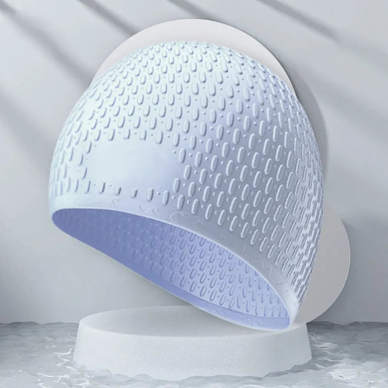 Adult silicone swimming cap in solid colour design available in multiple colour options