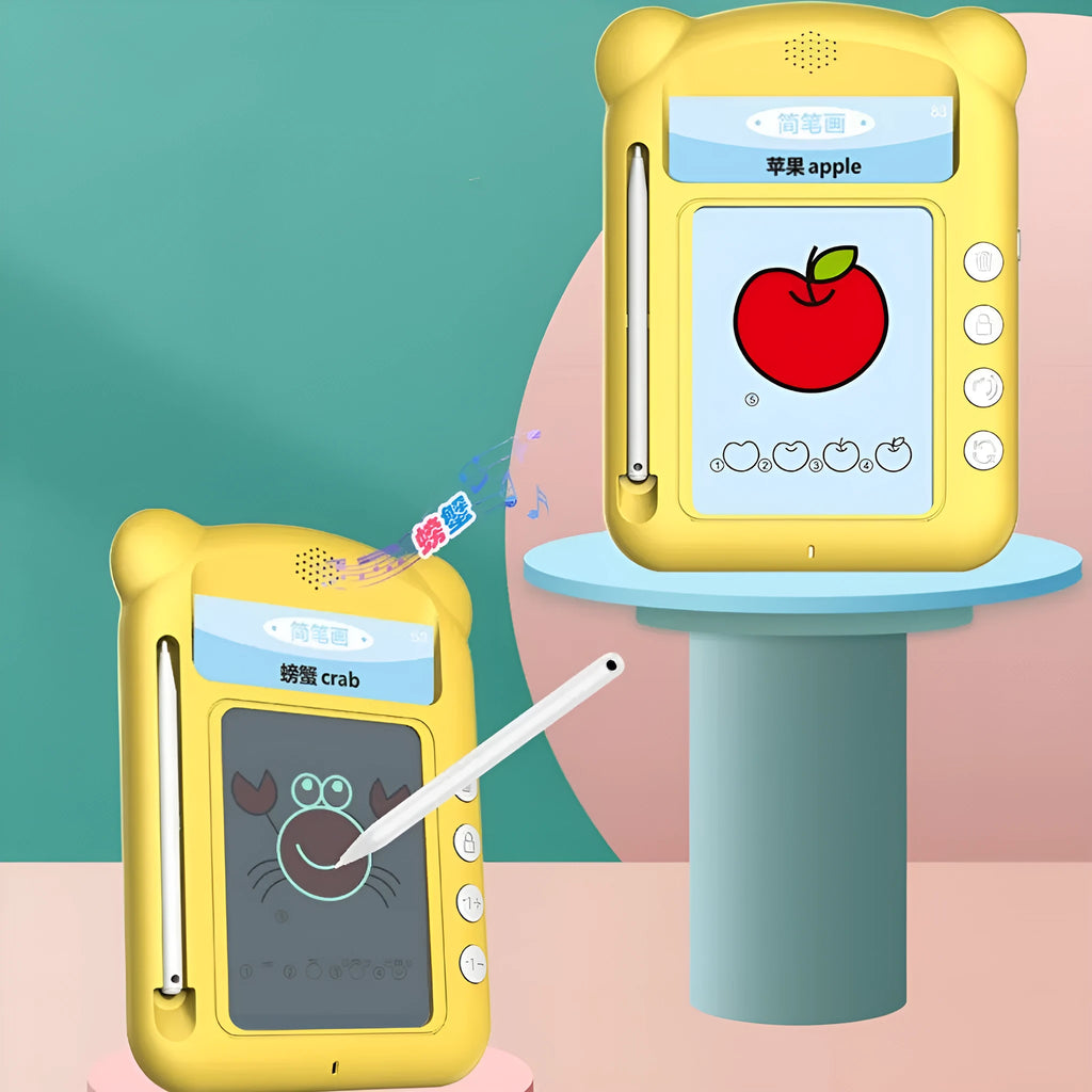 Yellow bilingual early education learning machine with card system for children