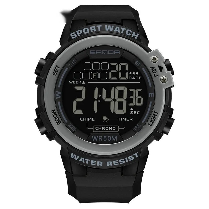 Multifunctional luminous men's watch in black and blue with versatile casual sport style