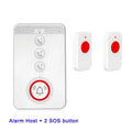White one-click voice emergency alert device with a main buzzer unit and three portable call buttons.