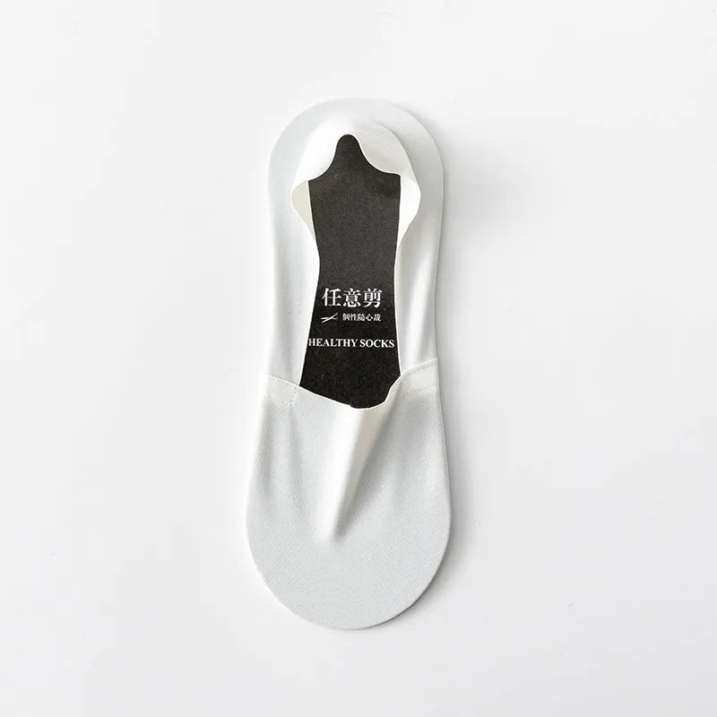 Men's seamless low-cut ankle socks in ice silk fabric with pure cotton bottom section