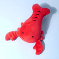 Red lobster shaped plush dog toy with squeaker for small and medium dogs