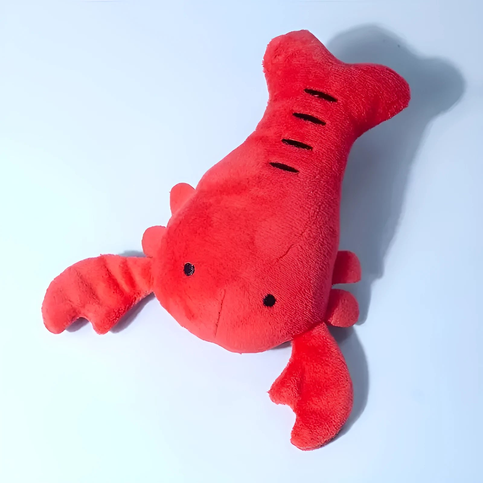 Red lobster shaped plush dog toy with squeaker for small and medium dogs