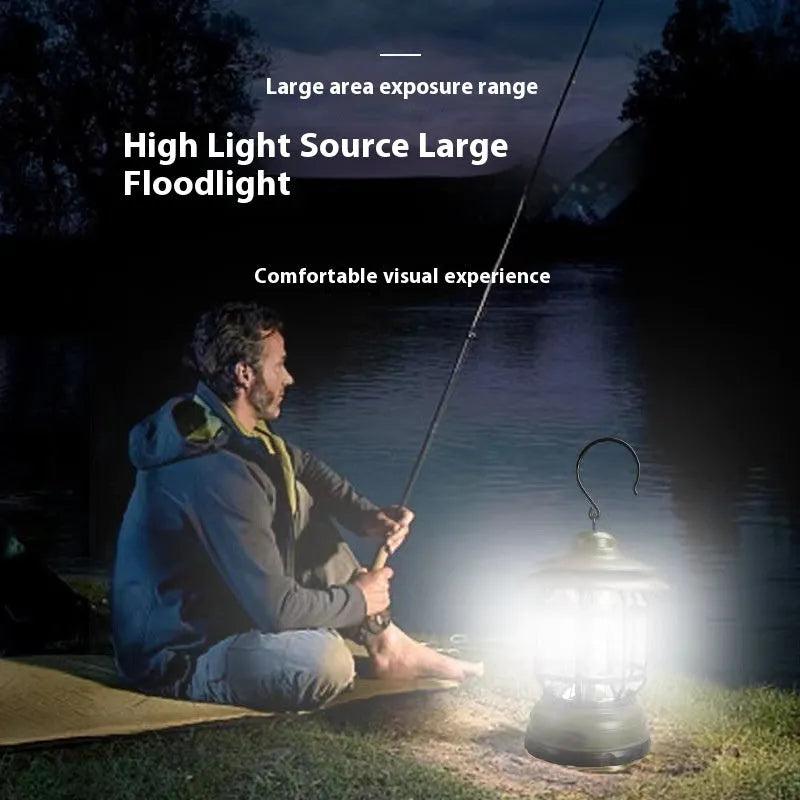 Dark green portable head lamp and camping lantern with dimensions 16.6x6.7x9.6 cm.