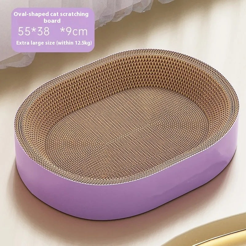 55cm oval green corrugated paper cat scratch board with built-in nest