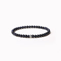Agate bracelet with Obsidian, blue San and black agate 4mm beads in geometric chamfered design