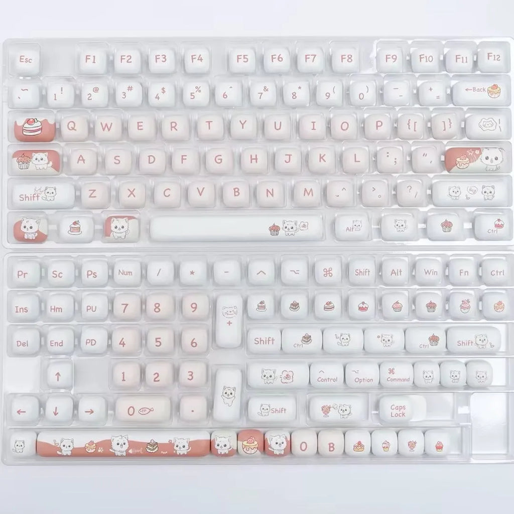 Dessert cat cartoon sublimation key caps for mechanical keyboards in round MOG style