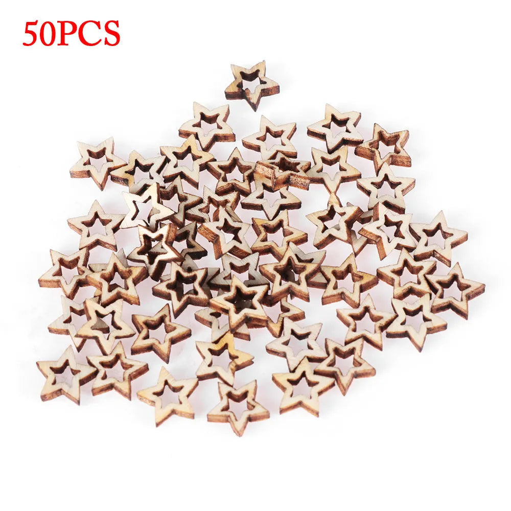 MDF wooden five-pointed star hollow pendant ornaments in 10mm and 20mm sizes for home decor