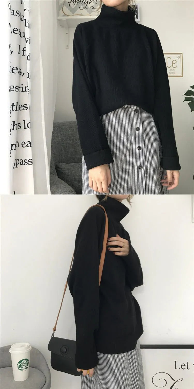 Women's loose fit long sleeve polyester top with half-high collar in solid apricot colour