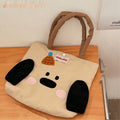 Cartoon canvas bag with printed animal designs measuring 30x36x24cm in multiple colour options