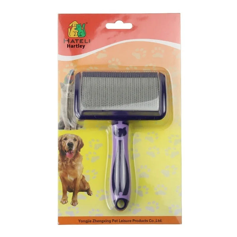 Hard curved needle pet comb for dogs with bristle brushes plastic build in purple colour