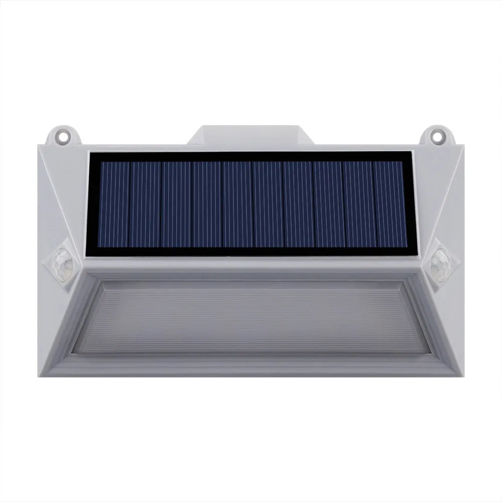 Solar outdoor human body induction step light with abstract design for pathway and stair illumination