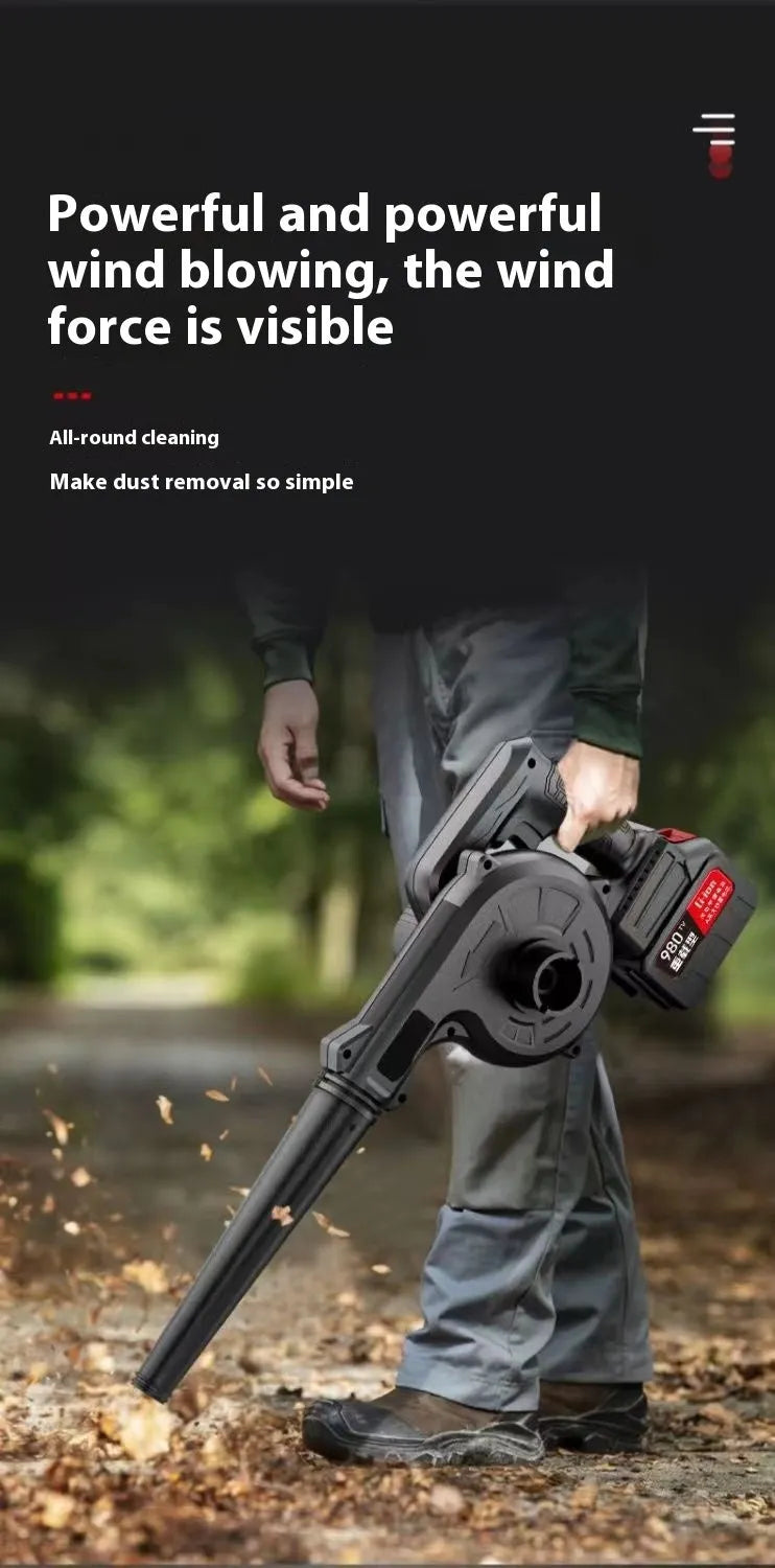 Blue lithium battery blower with 809W motor for blowing and suction dust collection