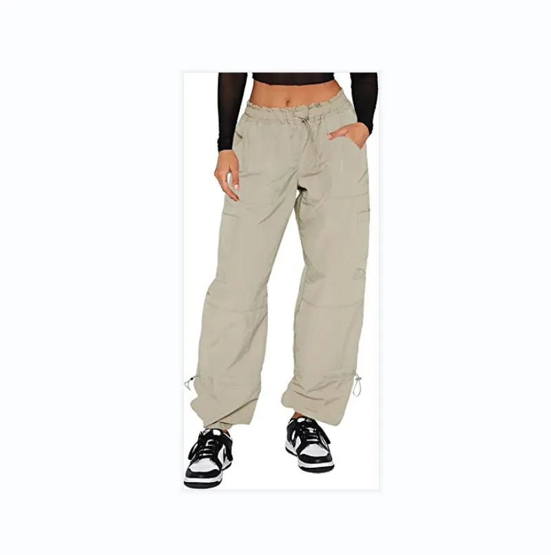 Multi-pocket straight-leg cargo casual pants in a light blue colour on a neutral background.