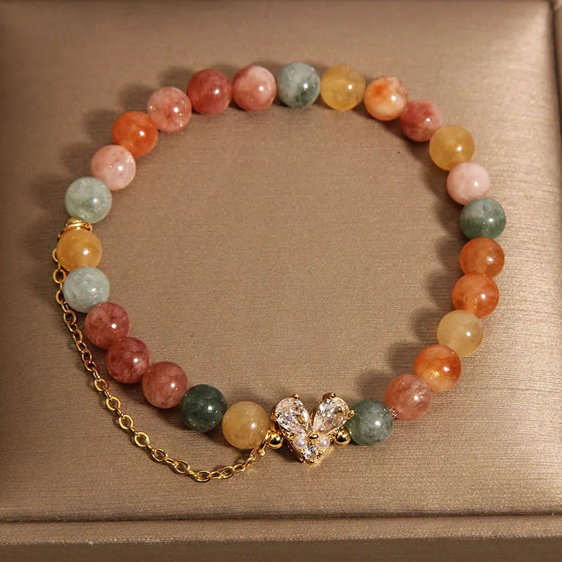 Women's Fu Lu Shou crystal bracelet with a cartoon-style V-shaped zircon charm.