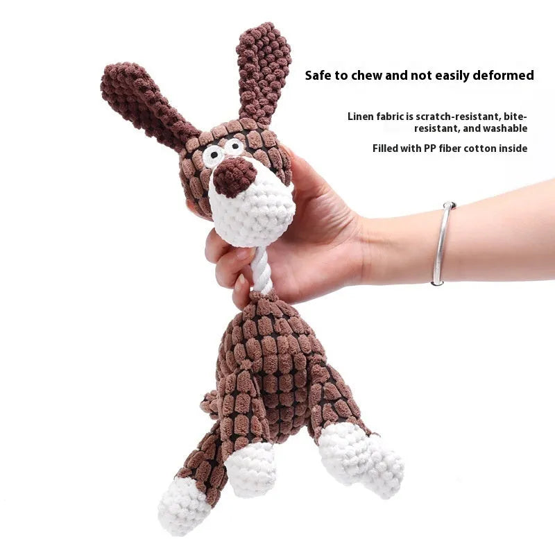Bite-resistant puppy plush toy in donkey style with pink gray colour, soft plush material for teething