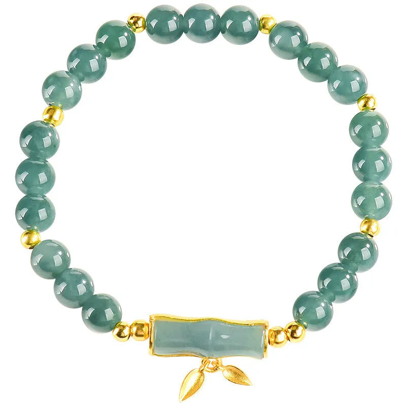 Women's high-rise bracelet with natural blue jade beads on S925 silver band
