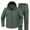 Men's soft shell camouflage jacket in black, grey, green or khaki with fleece lining, windproof waterproof, sizes S-XXXL, includes pants.
