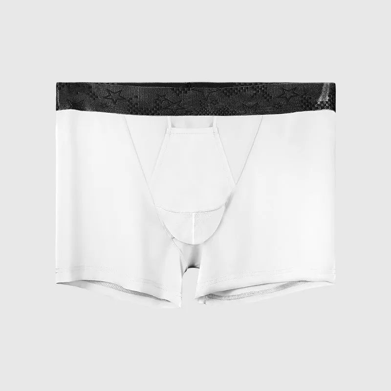 Men's ice silk nylon sports briefs in multiple colours with mid-waist design
