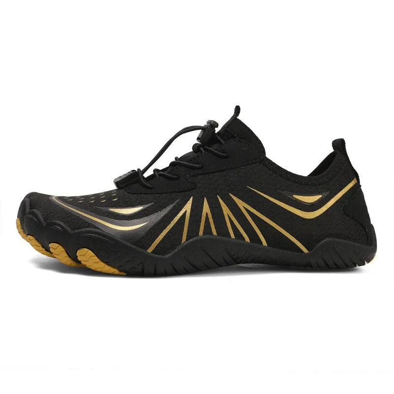 Breathable non-slip quick-drying hiking shoes in black and white with Lycra fabric upper