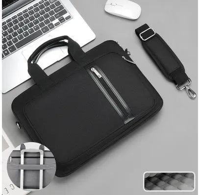 Large capacity portable shockproof nylon notebook bag in solid colour, fits 15.6 inch laptop