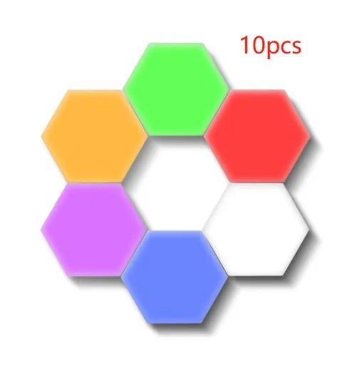 Helios modular touch wall lamp with honeycomb design showing UK plug and LED illumination
