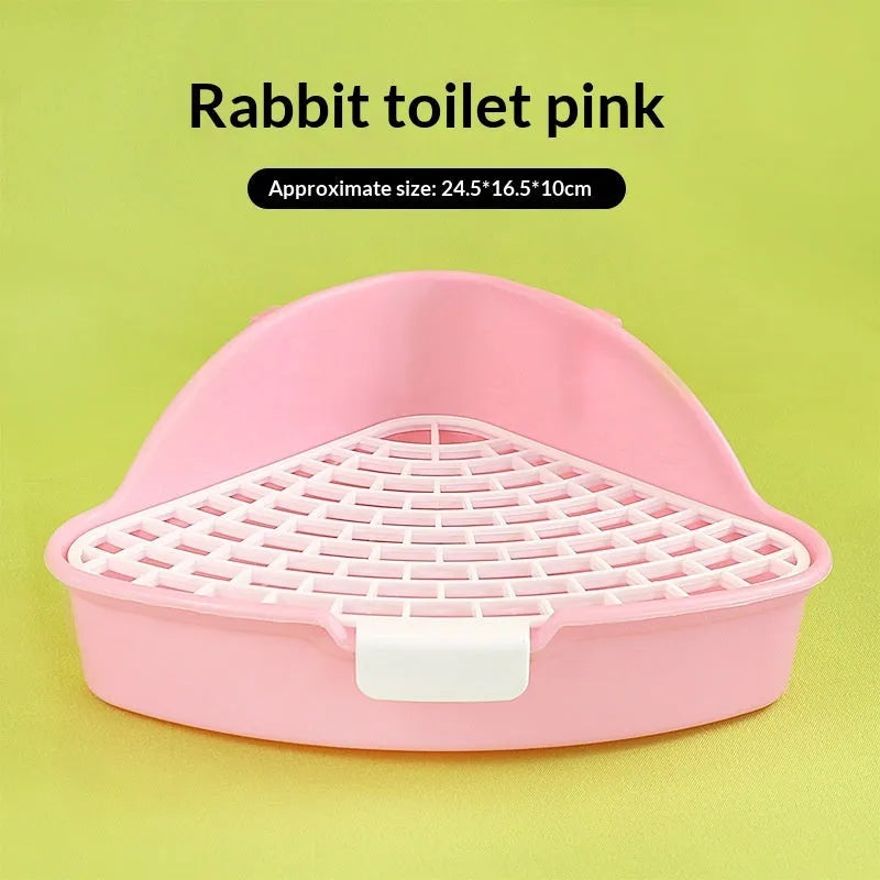Triangular plastic pet toilet potty for rabbits and guinea pigs in white colour option