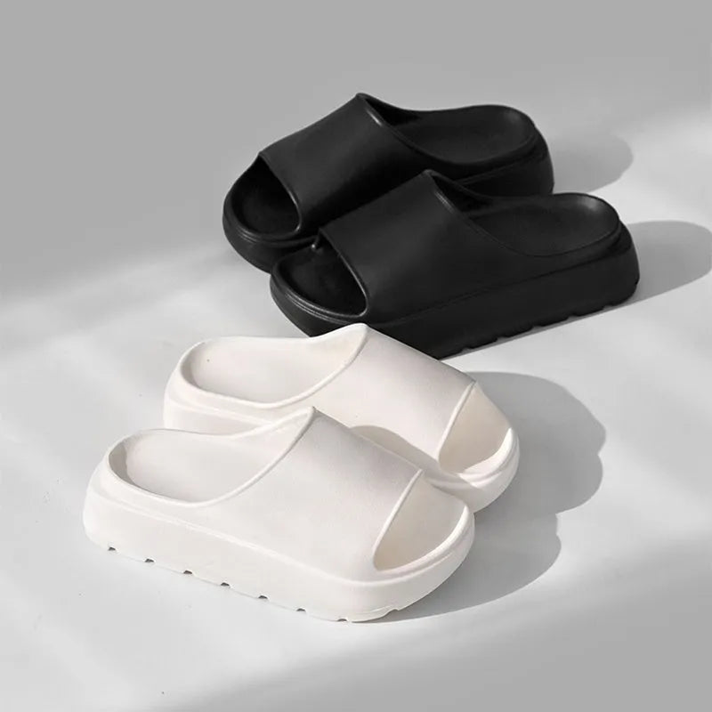 Women's fish mouth slippers with a thick light-coloured sole, shown in a beige colour option.
