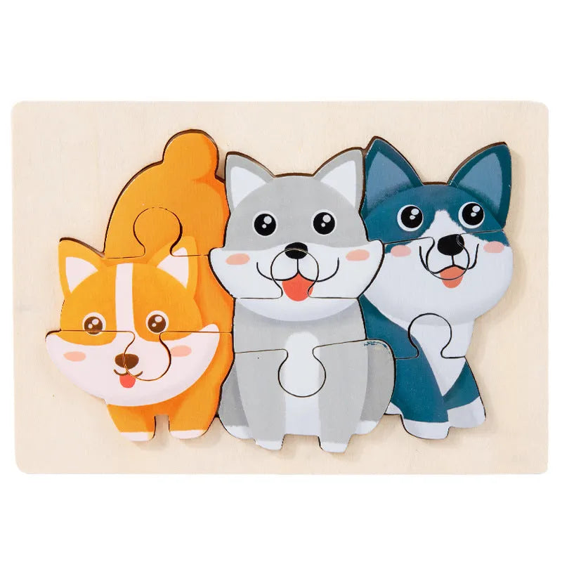 Wooden animal three-dimensional puzzle board with pieces in elephant design for children aged 4 to 6 years