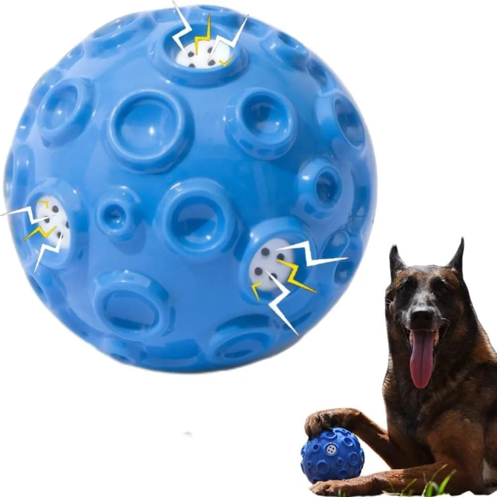 Natural rubber dog ball toy with squeaky sound feature in assorted colours for aggressive chewers