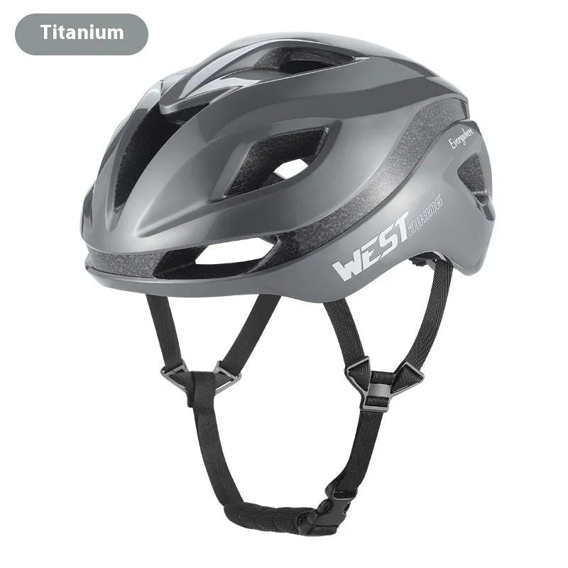 Adult road bike helmet with integrated rear LED light in adjustable 58-61cm sizing
