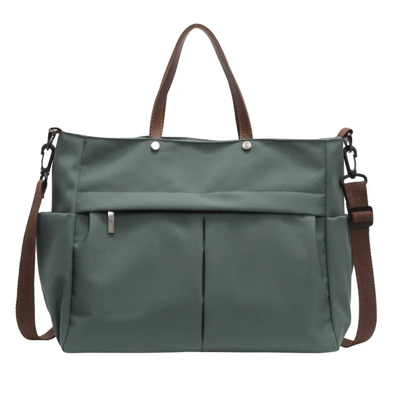 Nylon crossbody tote bag for women in black, grey, milky white, or green colours