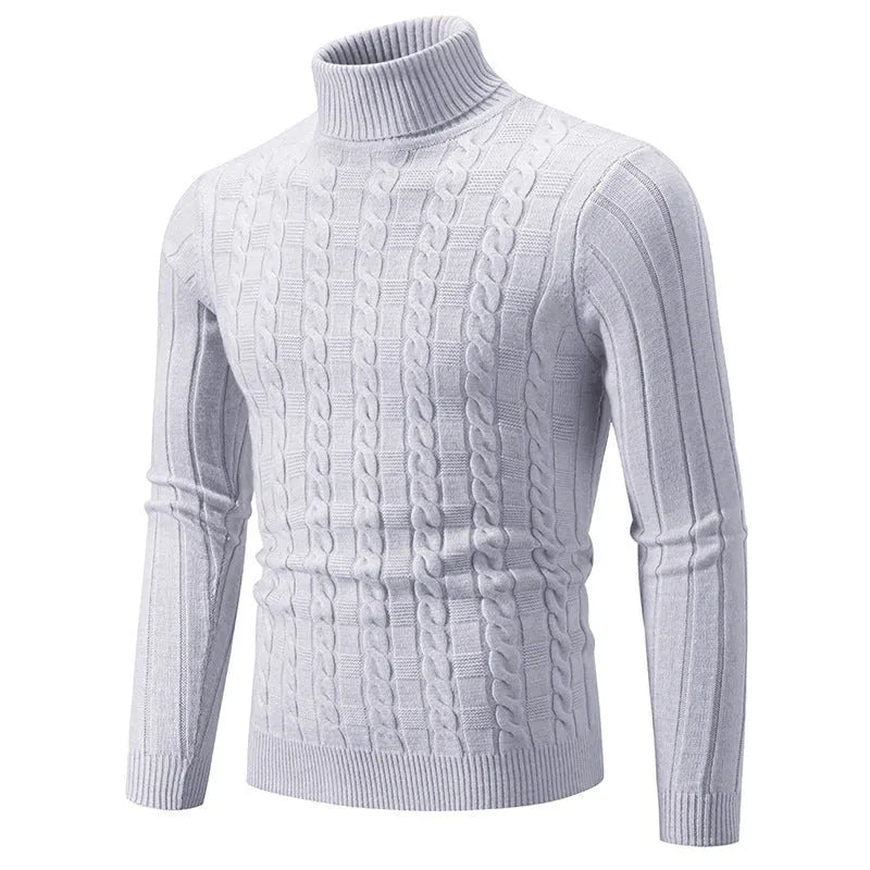 Men's slim twist turtleneck pullover in chenille fabric available in multiple colours