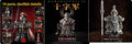 Copper Paladin crusader ornament set with holy sword and shield on tabletop display