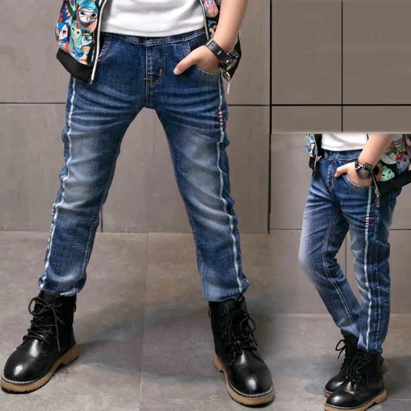 Boys velvet-lined jeans in denim with multiple colour options, size 110-160cm