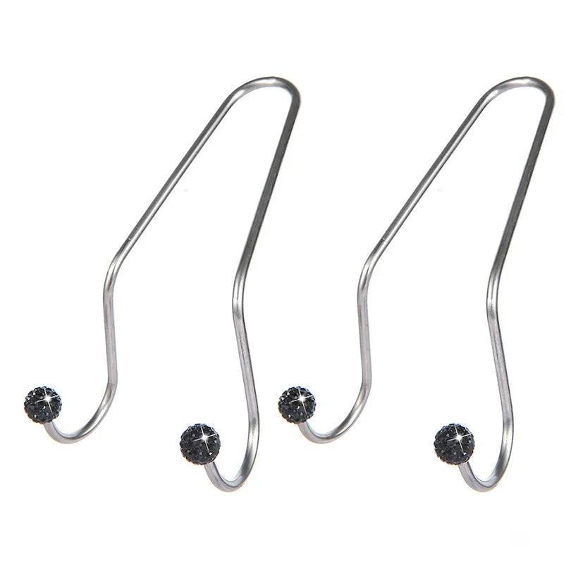 Stainless steel car seat hook with diamond rhinestone decoration in various colours
