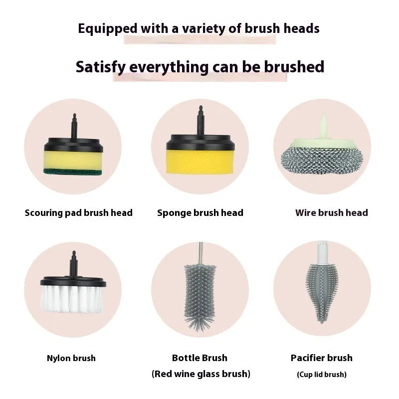 Household multifunctional electric cleaning brush replacement heads plastic cleaning ball set with various brush head types