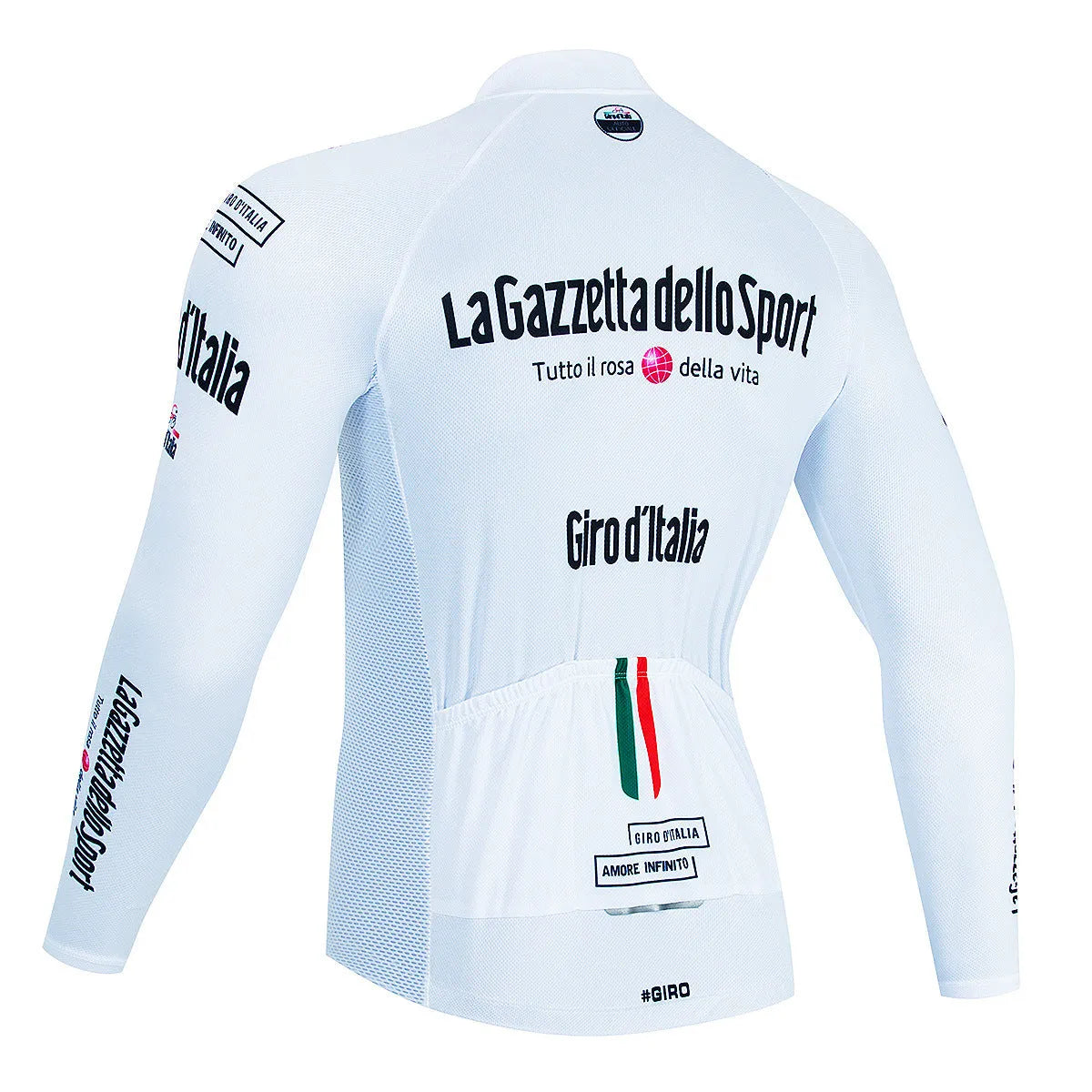 Men's long sleeve patterned cycling top for mountain biking on a mannequin.
