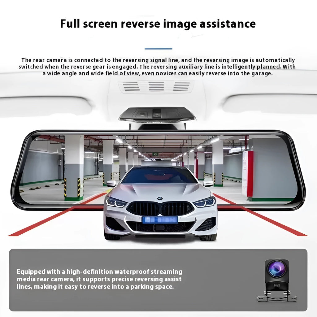 10-inch touch screen streaming video recorder with front and rear recording functions