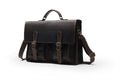Cowhide leather crossbody computer bag in black coffee colour with anti-theft features and business design