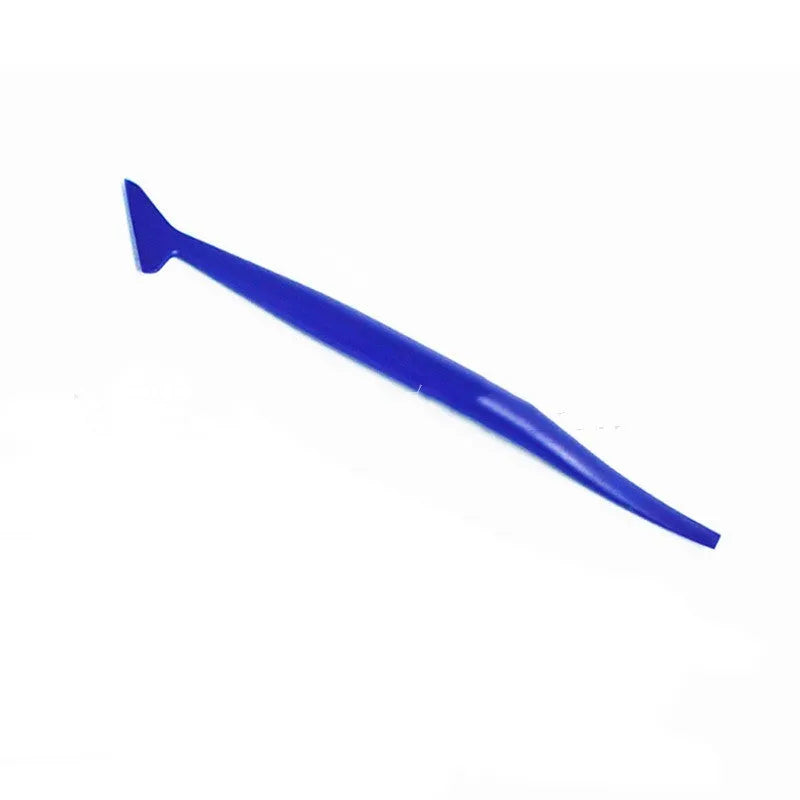 4-piece set of colourful plastic scraper blades for car film installation in a transparent ziplock bag