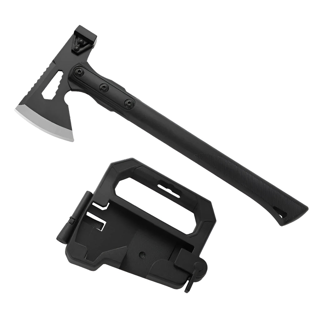 Multi-functional survival camping axe with stainless steel head and ABS plastic handle