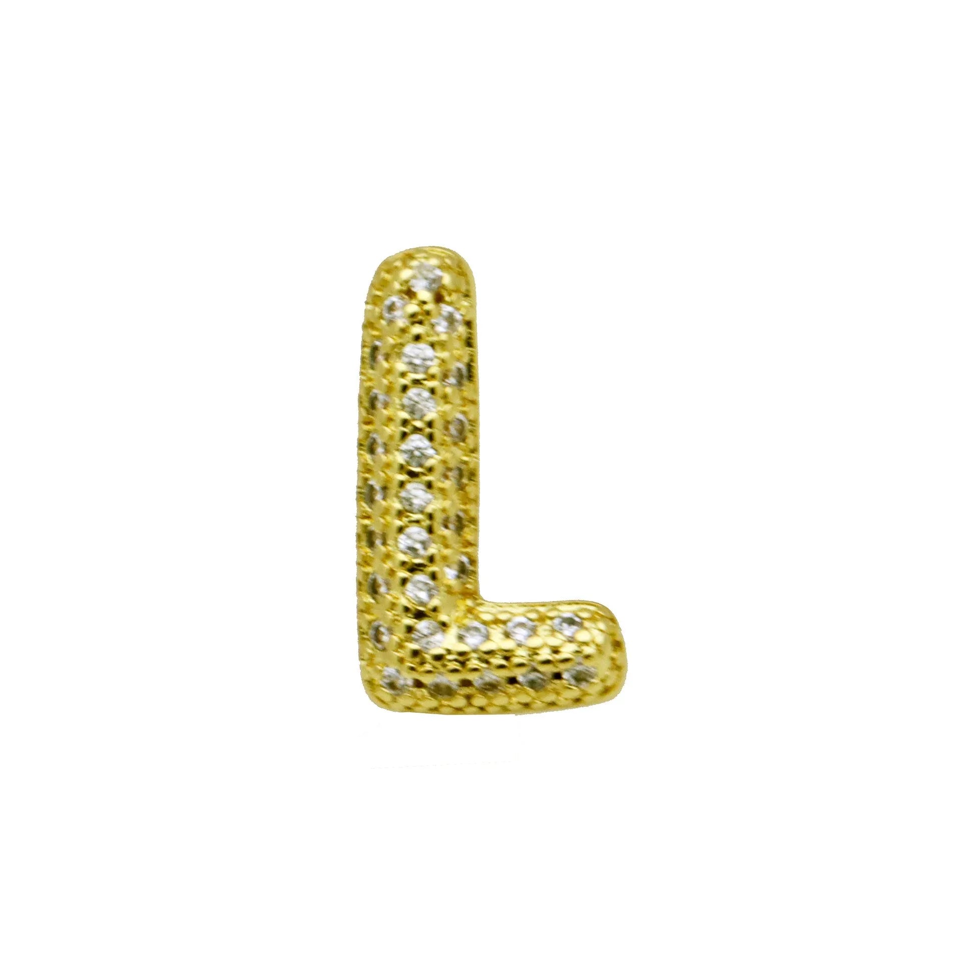 Copper letter bracelet with a single 'A' charm featuring micro inlaid zirconium detail on a gold-finished chain.