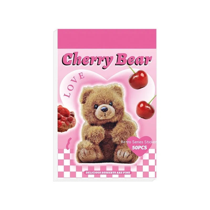 American retro cartoon sticker book showing 50 adhesive sheets measuring 4x6cm for journal decoration