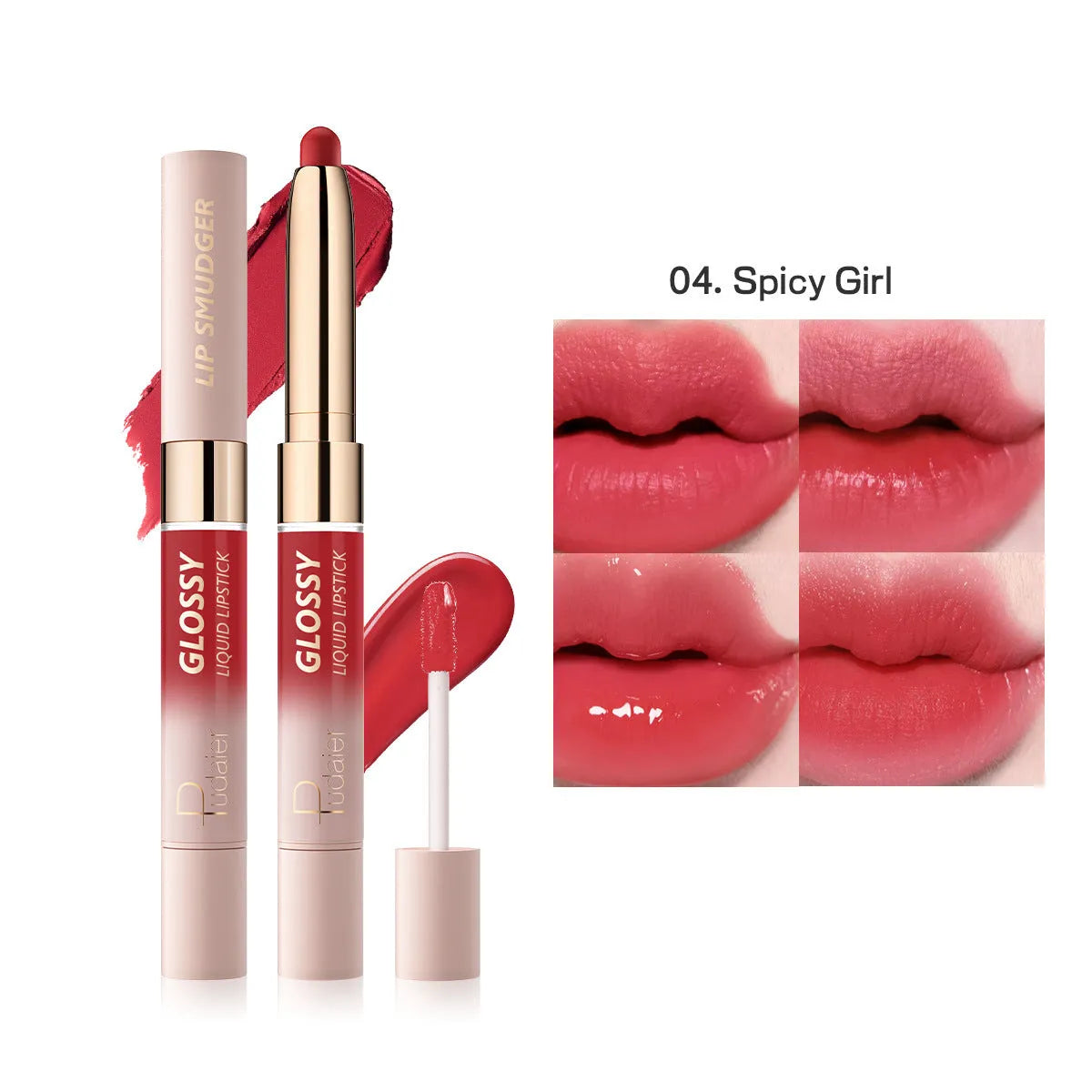 Double-headed lipstick with matte finish and gloss in ten colour options
