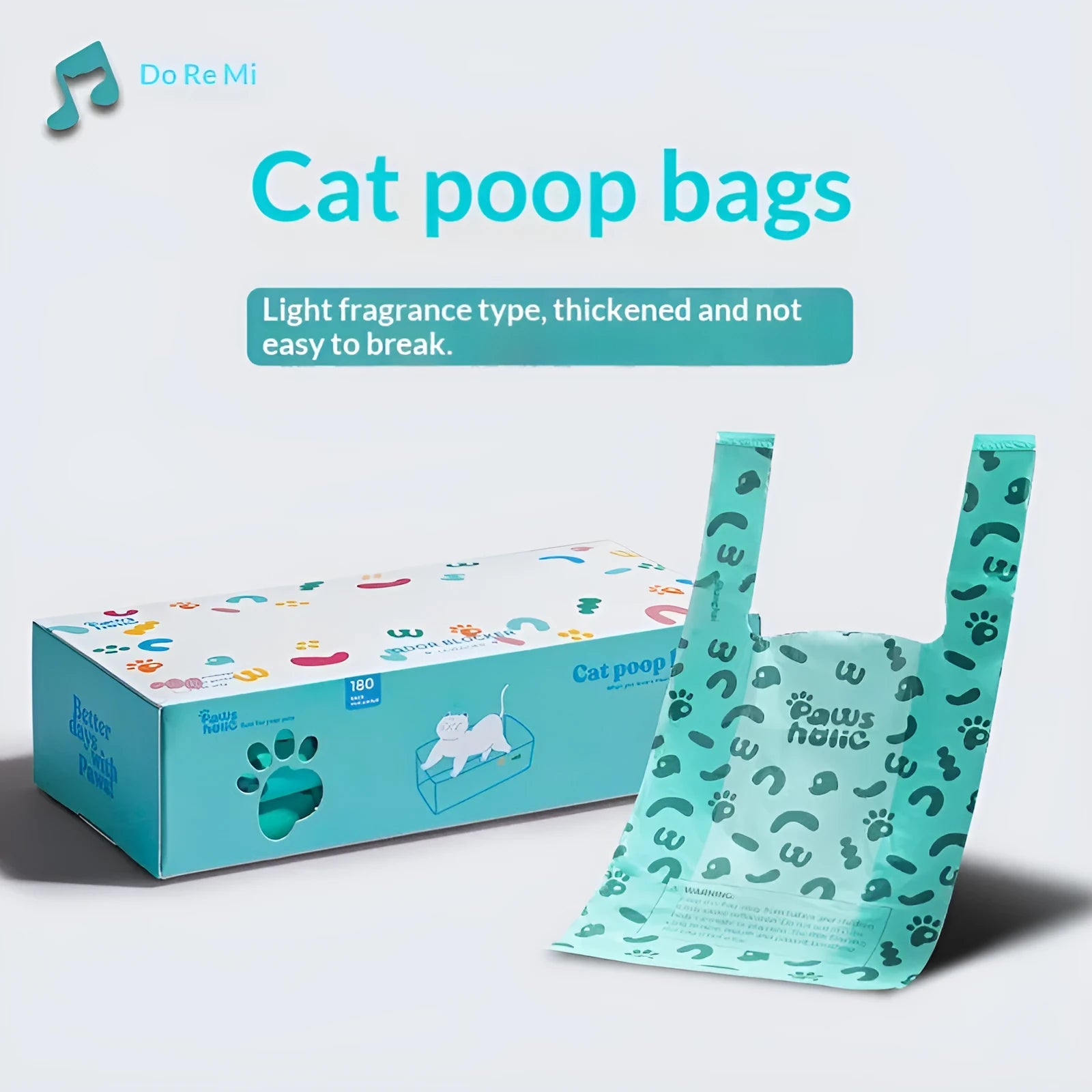 Blue deodorising cat litter bags for poop disposal with shovel compatibility, simple home style